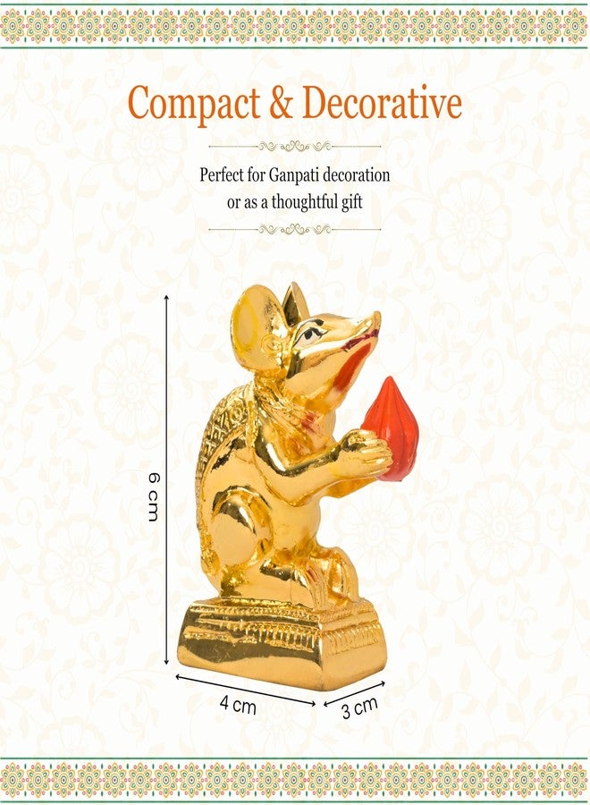 PUNYATVA Mushak Idol (معدن ذهبي) - Mooshak Vahan for Ganpati Bappa، Gauri Pujan، تمثال فأر Mushakraj، مجوهرات Ganesh Chaturthi، حلية Ganesh Ji، ملحقات تزيين المهرجانات - Image 5